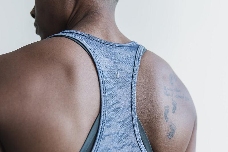 Women's Nobull WoLightweight Textured (CAMO) Tanks Blue | SG J3215P
